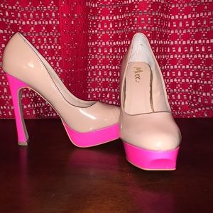 Tan & Hot Pink High Heels